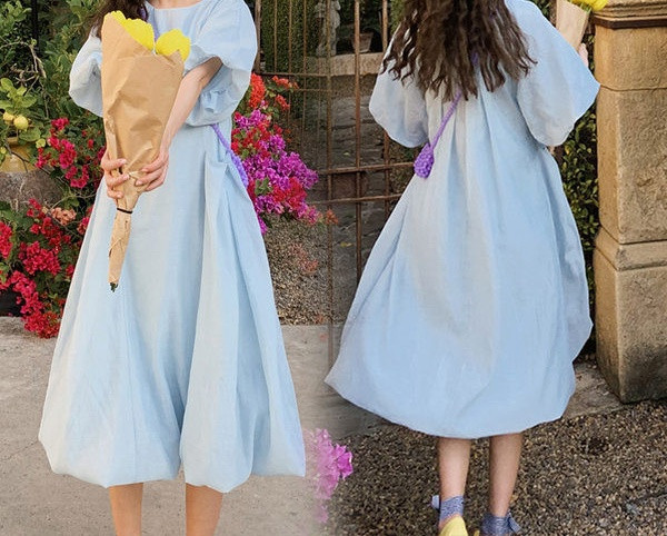 Ležerna duga haljina jednobojni model za trudnice