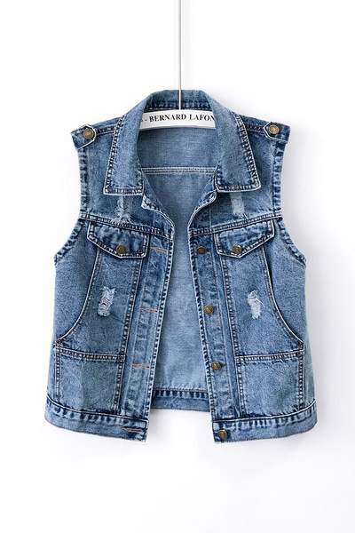 Γυναικείο γιλέκο ρετρό με μπλε κουμπιά