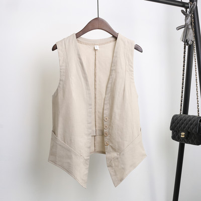 Γυναικείο ασύμμετρο γιλέκο με κουμπιά