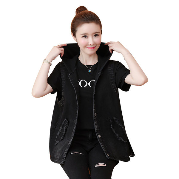 Γυναικείο γιλέκο με κουμπιά και επιγραφή - φαρδύ μοντέλο