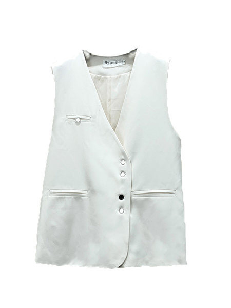 Γυναικείο μοντέρνο γιλέκο με κουμπιά και λαιμόκοψη