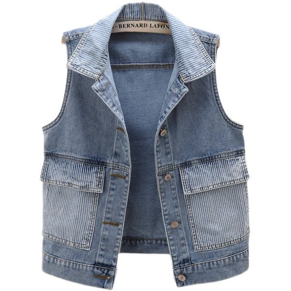 Γυναικείο γιλέκο τζιν με κλασικό κολάρο και κουμπιά