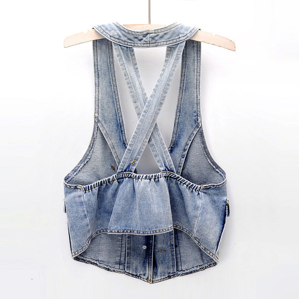 Γυναικείο γιλέκο τζιν με μπλε χρώμα με κουμπιά
