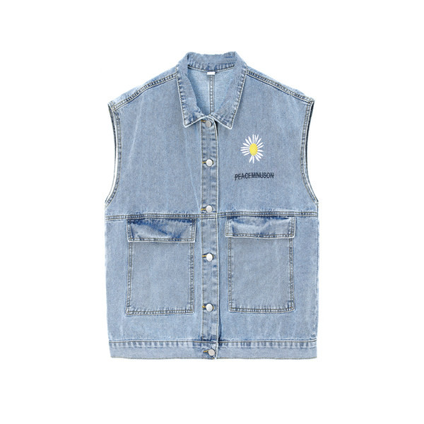 Μεγάλο μοντέλο γιλέκο τζιν με μαργαρίτα