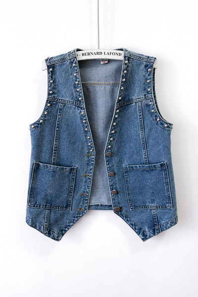 Γυναικείο γιλέκο άνοιξη με τσέπες και τσέπες