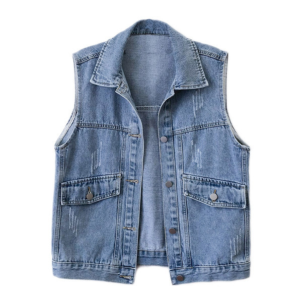 Γυναικείο γιλέκο τζιν με κουμπιά