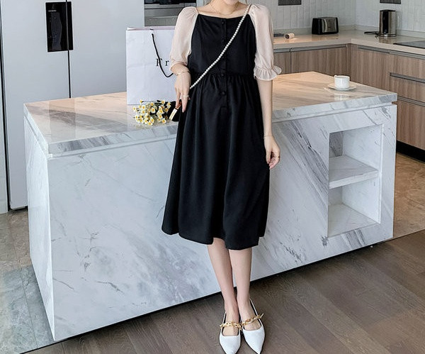 Elegantna haljina dugih rukava za trudnice