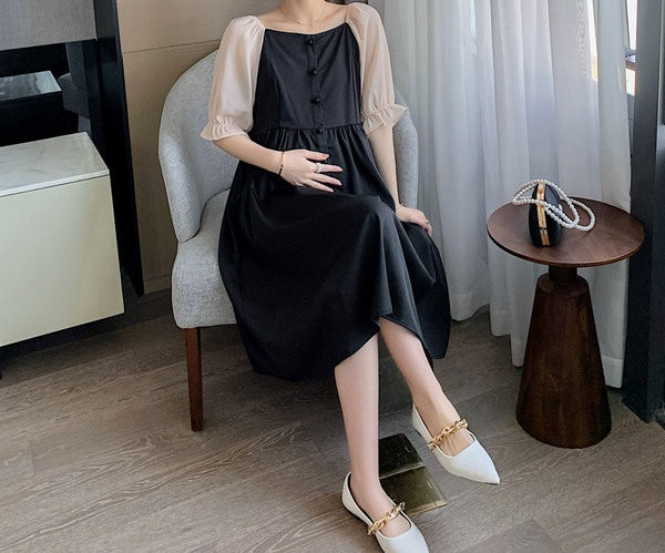 Elegantna haljina dugih rukava za trudnice