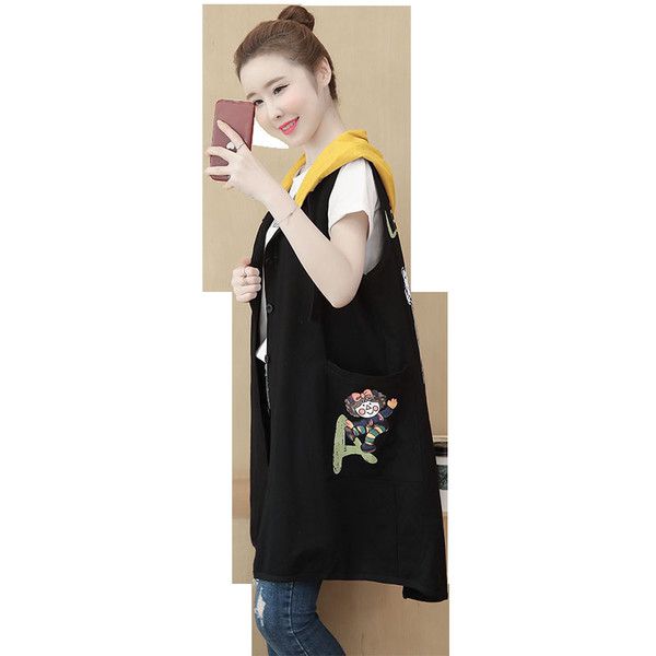 Ženski dugi prsluk s kapuljačom i vezom