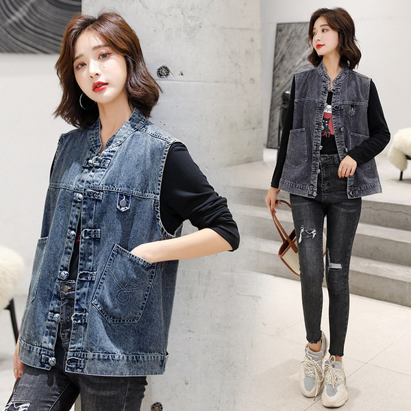 Ženski traper prsluk sa džepovima i gumbima - u dvije boje