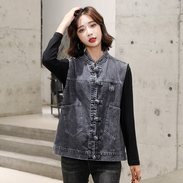 Ženski traper prsluk sa džepovima i gumbima - u dvije boje