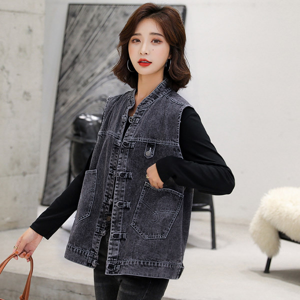 Ženski traper prsluk sa džepovima i gumbima - u dvije boje