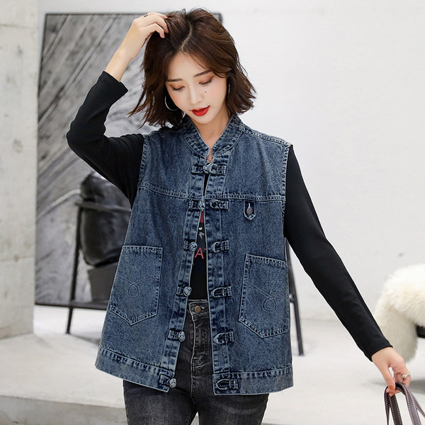 Ženski traper prsluk sa džepovima i gumbima - u dvije boje