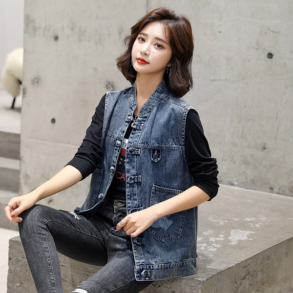 Ženski traper prsluk sa džepovima i gumbima - u dvije boje