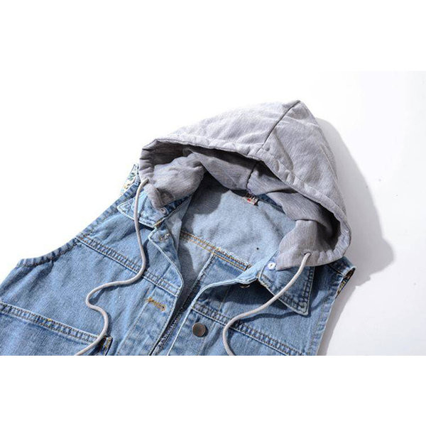 Kratki traper prsluk s kapuljačom i gumbima