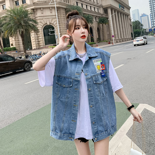 Καθημερινή γυναικεία φαρδιά γιλέκο με απλικέ