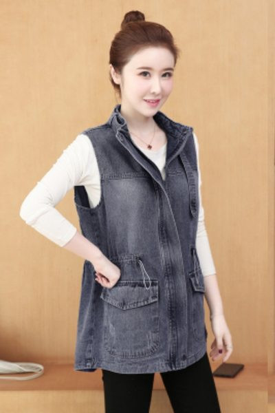 Ženski moderan prsluk s vezicama u struku