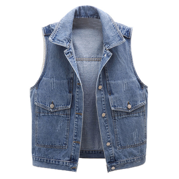 Γυναικείο γιλέκο τζιν με κουμπιά