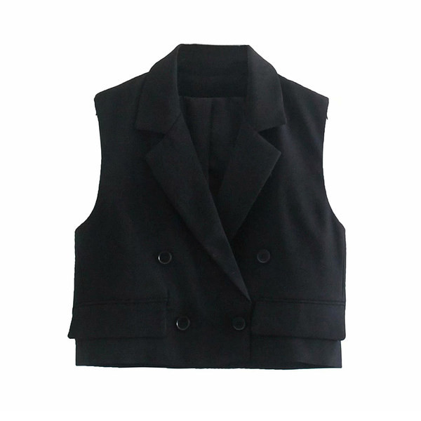 Moderan kratki prsluk s dvorednim kopčanjem