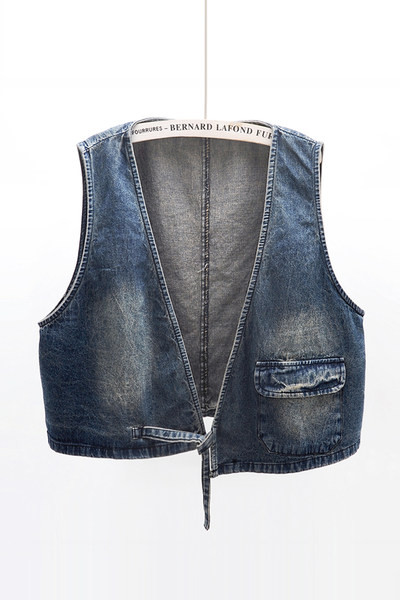 Kratki ženski traper prsluk plave boje