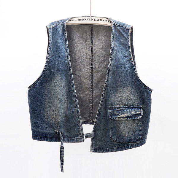 Kratki ženski traper prsluk plave boje