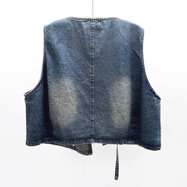 Kratki ženski traper prsluk plave boje