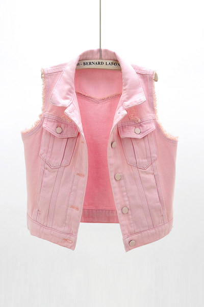 Ženski traper prsluk u roza boji - dva modela