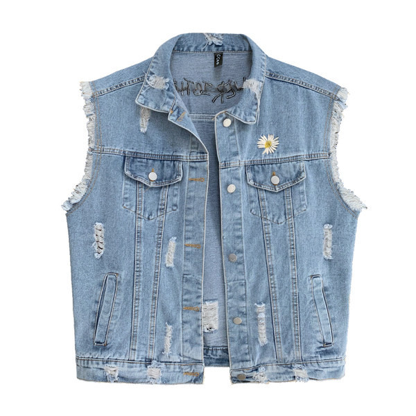 Ženski prsluk sa natpisom i izvezenim cvijetom