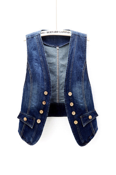 Γυναικείο γιλέκο casual τζιν σε μπλε χρώμα