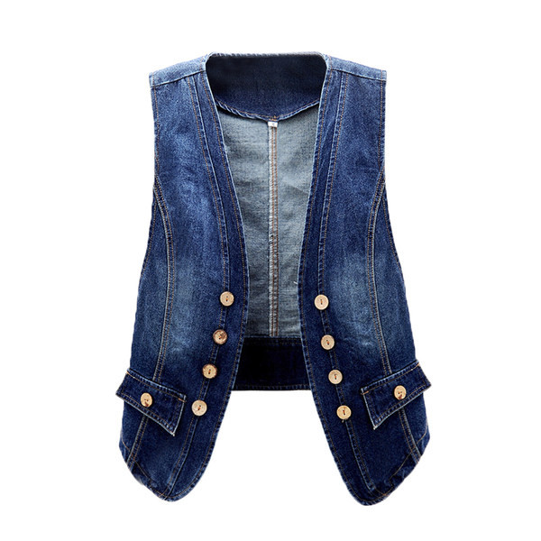 Γυναικείο γιλέκο casual τζιν σε μπλε χρώμα