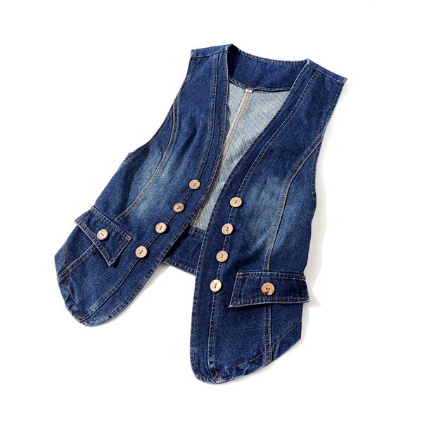 Γυναικείο γιλέκο casual τζιν σε μπλε χρώμα