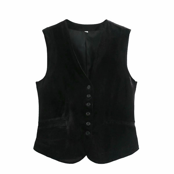 Γυναικείο βελούδο γιλέκο με κουμπιά