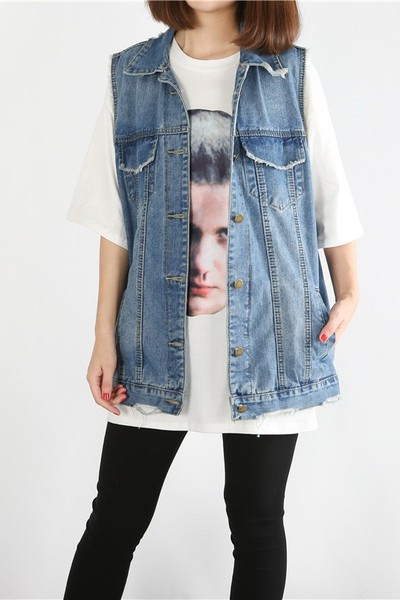 Ženski dugi prsluk s džepovima i gumbima