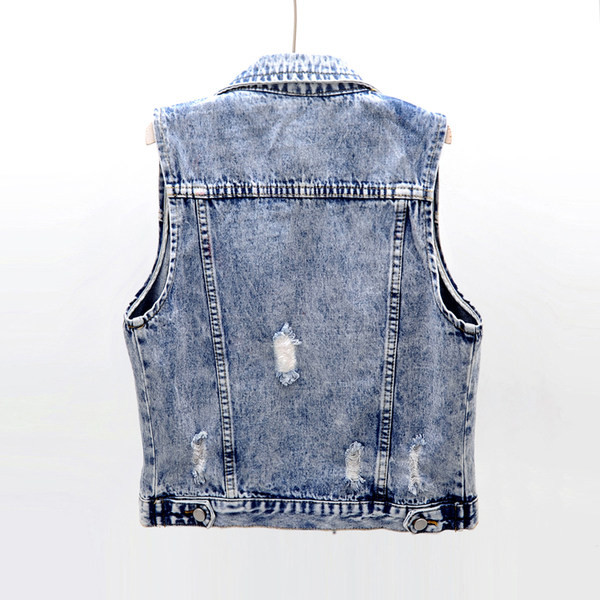 Ženski traper prsluk s džepovima i gumbima