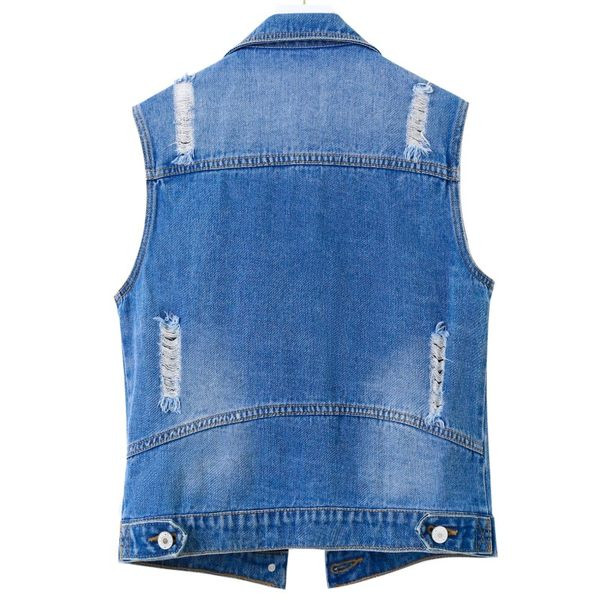 Γυναικείο μοντέρνο γιλέκο με τσέπες και σκισμένα μοτίβα