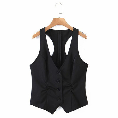 Lühike liibuv vest nööpidega