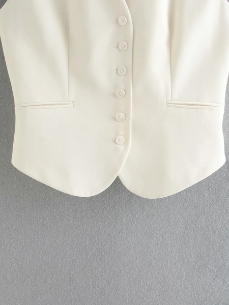 Γυναικείο γιλέκο με κουμπιά και απομιμήσεις τσέπες