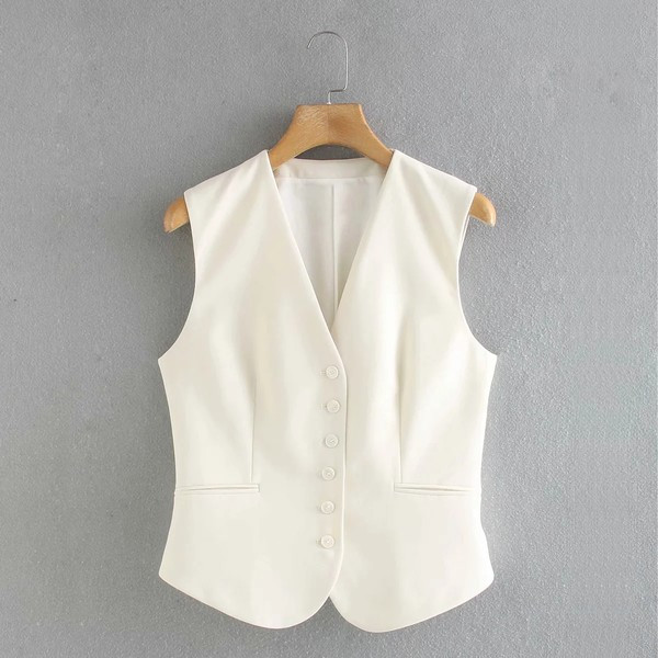 Γυναικείο γιλέκο με κουμπιά και απομιμήσεις τσέπες