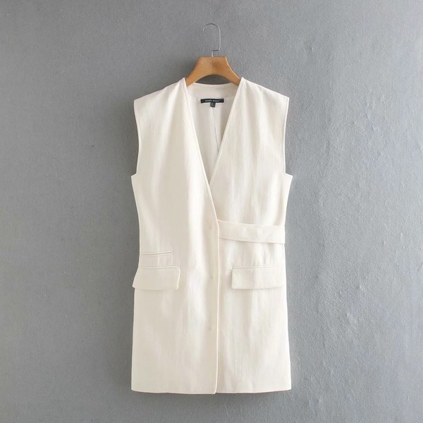 Γυναικείο μακρύ γιλέκο με ασύμμετρη στερέωση