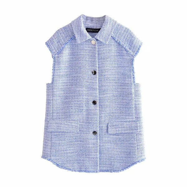 Ženski proljetno-jesenski prsluk s gumbima i klasičnim ovratnikom