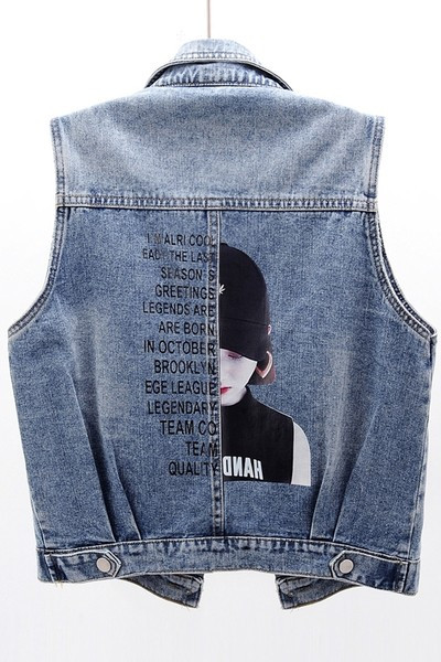 Γυναικείο γιλέκο casual με απλικέ - μπλε χρώμα