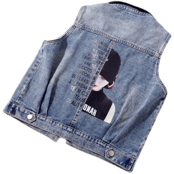 Γυναικείο γιλέκο casual με απλικέ - μπλε χρώμα