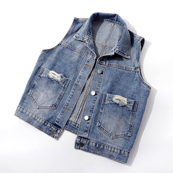 Γυναικείο γιλέκο casual με απλικέ - μπλε χρώμα