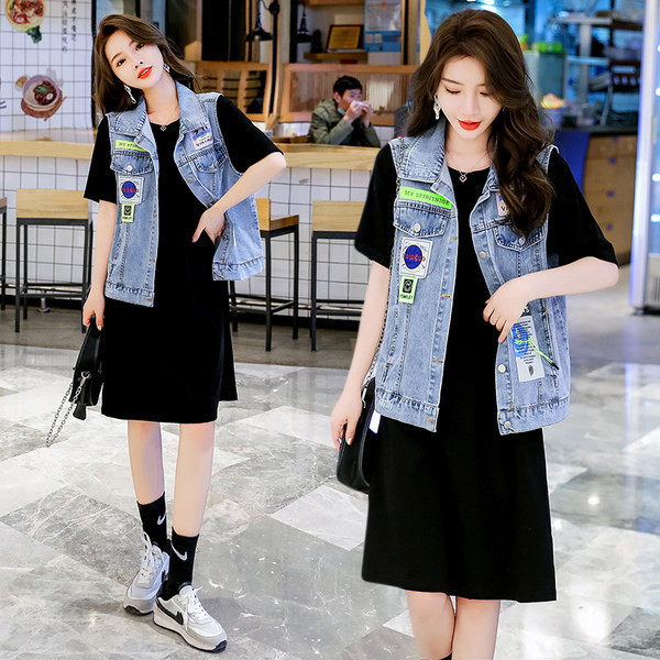 Ženski casual prsluk s gumbima i printom