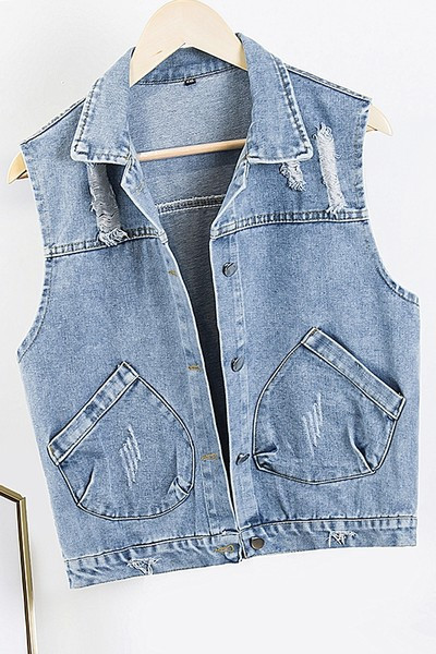 Dnevni traper prsluk s džepovima