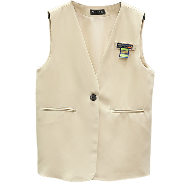 Ženski casual prsluk sa špic izrezom i amblemom