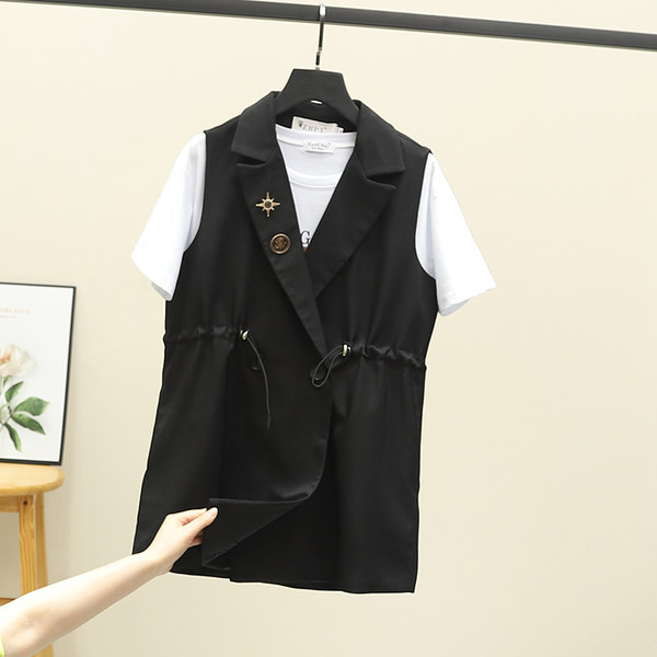 Ženski dugi prsluk s vezicama i metalnim elementima