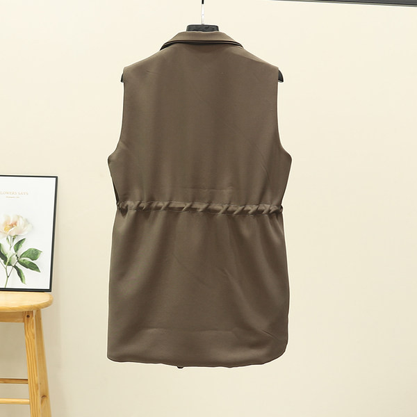 Ženski dugi prsluk s vezicama i metalnim elementima