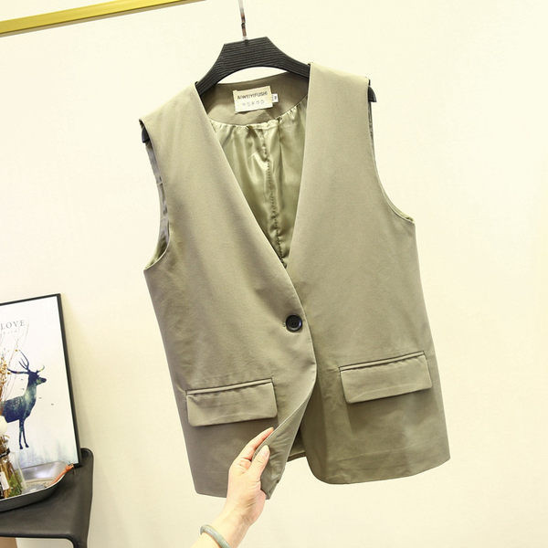 Γυναικείο γιλέκο με κουμπί και ντεκολτέ 