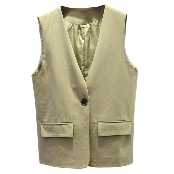 Γυναικείο γιλέκο με κουμπί και ντεκολτέ 